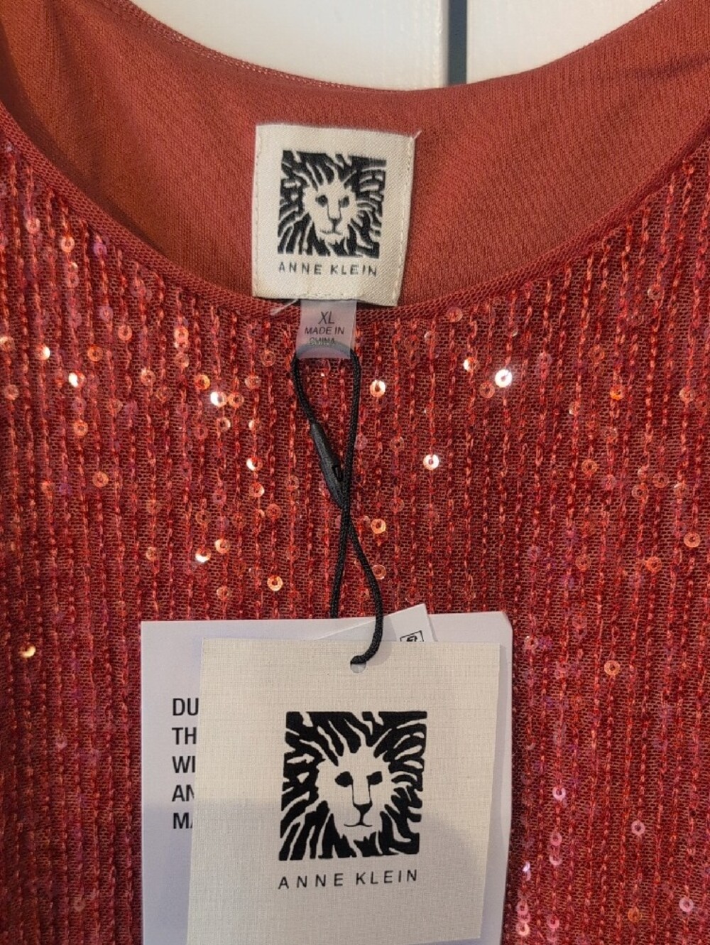 Anne Klein Spice Berry Sequin Scoop Neck Tank NWT Size XL - Picture 3 of 7